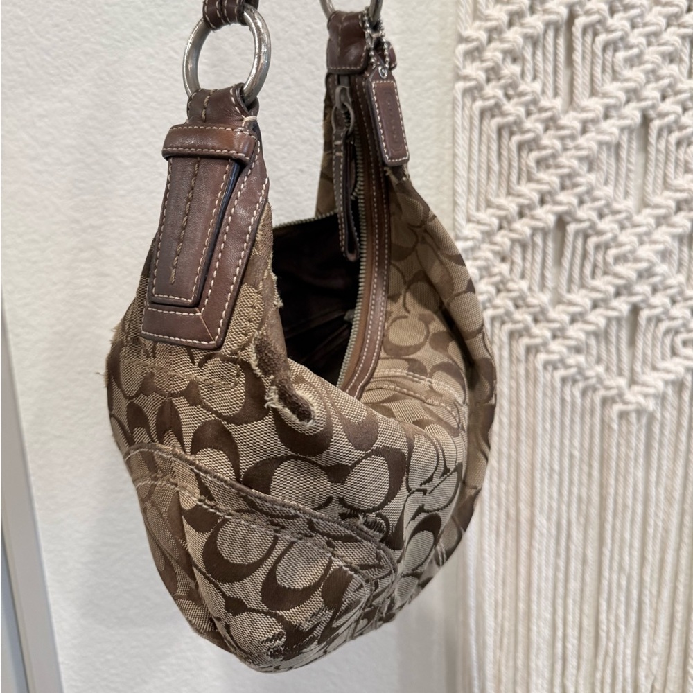 Coach Brown and Tan Shoulder Bag